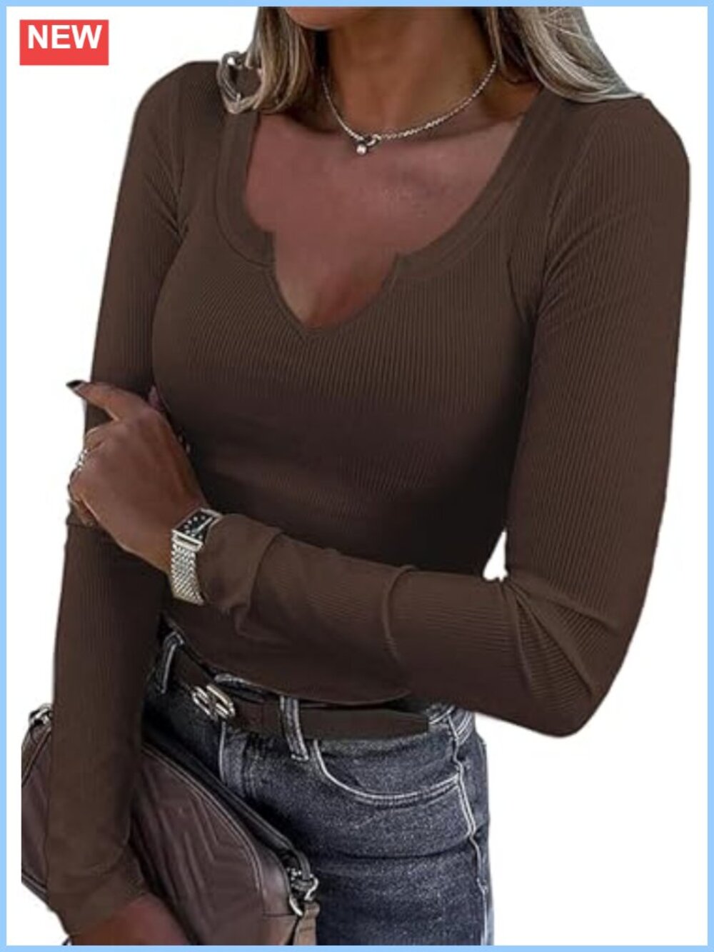 V Neck Ribbed Long Sleeve Fitted Crop Knit Top